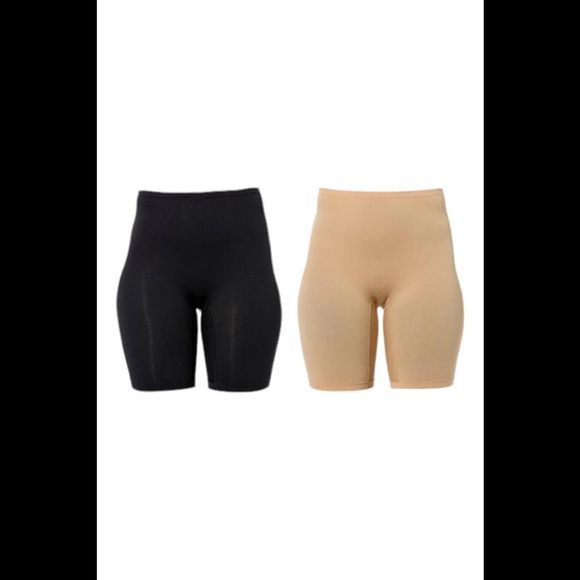 Rhonda Shear Women's 2pk High Waist Stretch Longline Short Black/Beige - Regular - Picture 1 of 1